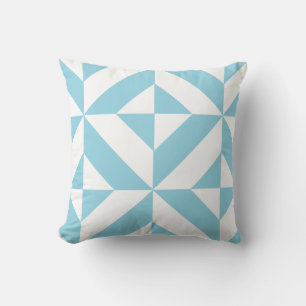 Ocean Blue Geometric Deko Cube Pattern Kissen
