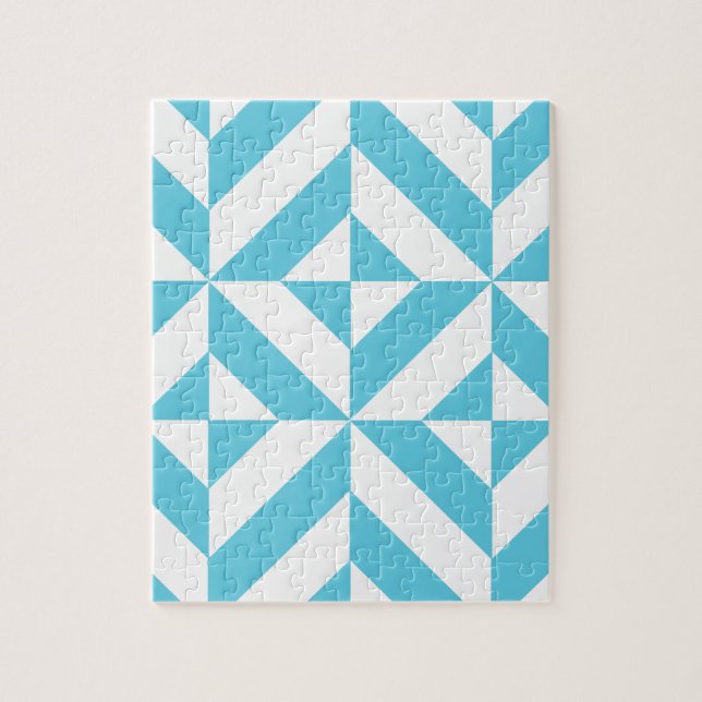 Ocean Blue Geometric Deko Muster (Vertikal)