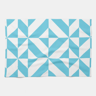 Ocean Blue Geometric Deko Muster Handtuch