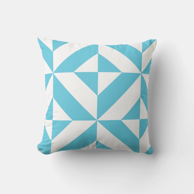 Ocean Blue Geometric Deko Muster Kissen (Vorderseite)