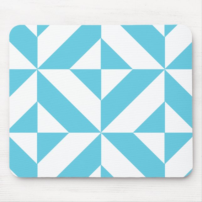 Ocean Blue Geometric Deko Muster Mousepad (Vorne)