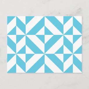 Ocean Blue Geometric Deko Muster Postkarte