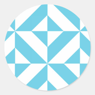 Ocean Blue Geometric Deko Muster Runder Aufkleber