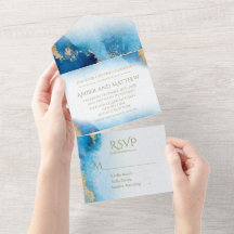Ocean Blue Gold Agate Wedding