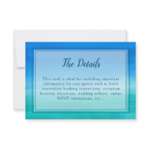 Ocean Blue Green Beach Wedding Details Card