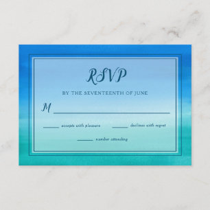 Ocean Blue Green Beach Wedding RSVP Card Einladung