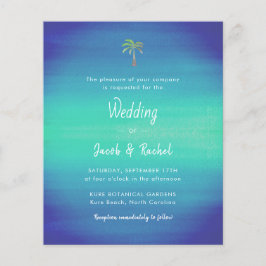 Ocean Blue Green Tropical Palm Hochzeitseinladung