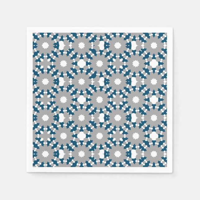 Ocean Blue Grey White Conneccles-Muster Serviette (Vorderseite)