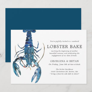 Ocean Blue Lobster Bake Verlobung Abendessen Einladung