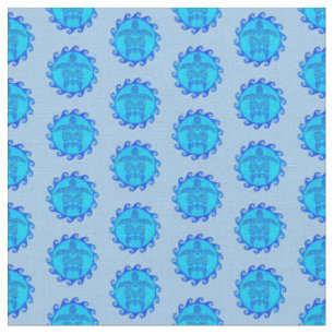Ocean Blue Maori Sun Tribal Turtles Stoff