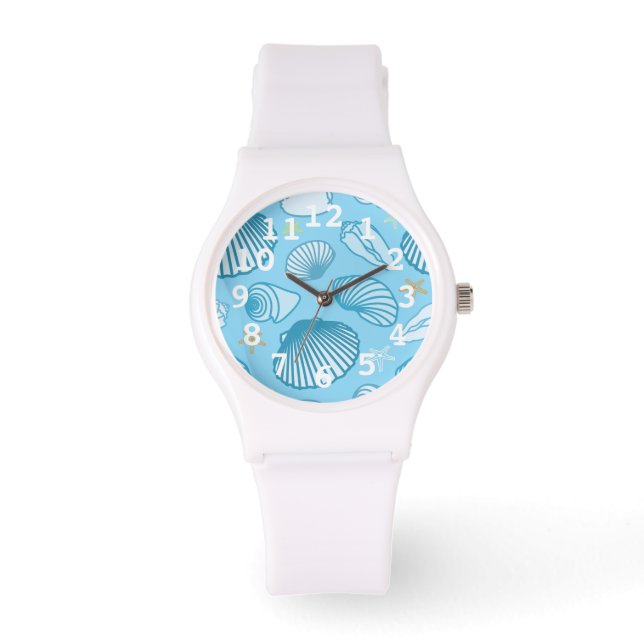 Ocean Blue Pattern Armbanduhr (Vorderseite)