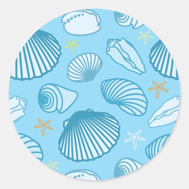 Ocean Blue Pattern Runder Aufkleber (Vorderseite)