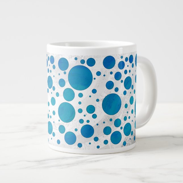 Ocean Blue Polka Dots Jumbo-Tasse (Vorderseite Rechts)