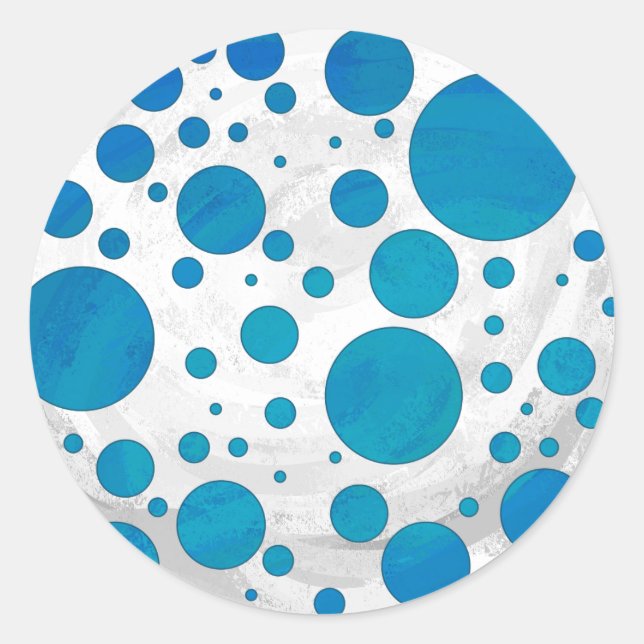 Ocean Blue Polka Dots Runder Aufkleber (Vorderseite)