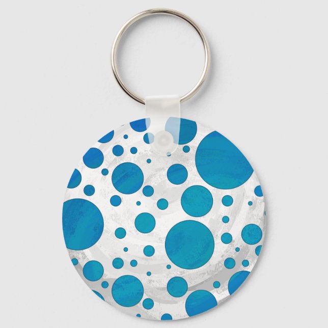 Ocean Blue Polka Dots Schlüsselanhänger (Vorderseite)