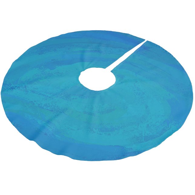 Ocean Blue Polyester Weihnachtsbaumdecke (Schrägansicht)