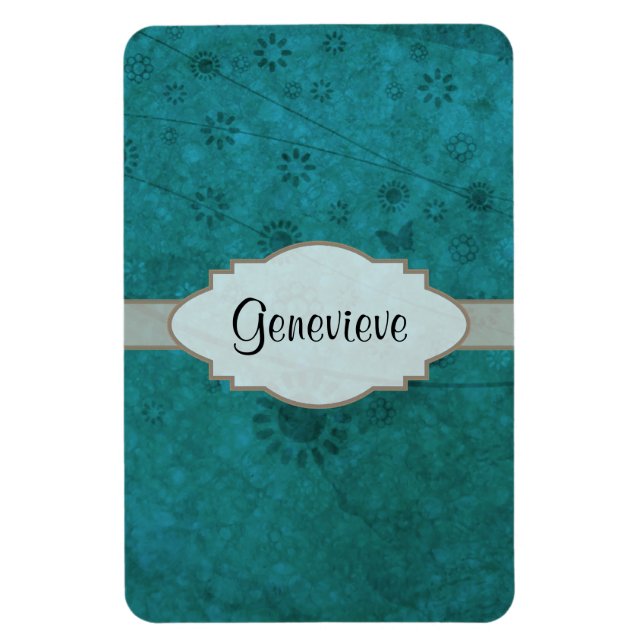 Ocean Blue Retro Abstrakte Namplate Magnet (Vertikal)