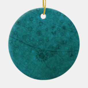 Ocean Blue Retro Blume und Schmetterlinge Abstrakt Keramik Ornament