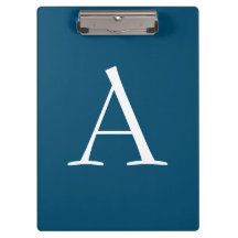 Ocean Blue Schlicht Elegant Modern Monogram Initia