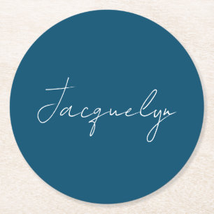Ocean Blue Schlicht Elegante Moderner Minimalistis Runder Pappuntersetzer