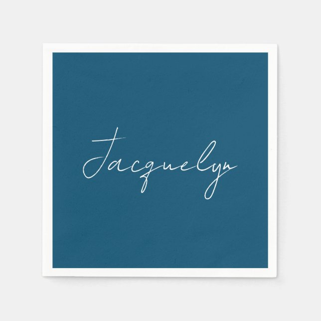 Ocean Blue Schlicht Elegante Moderner Minimalistis Serviette (Vorderseite)