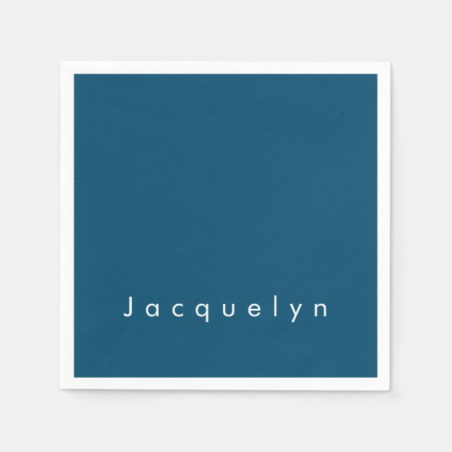 Ocean Blue Schlicht Elegante Moderner Minimalistis Serviette (Vorderseite)