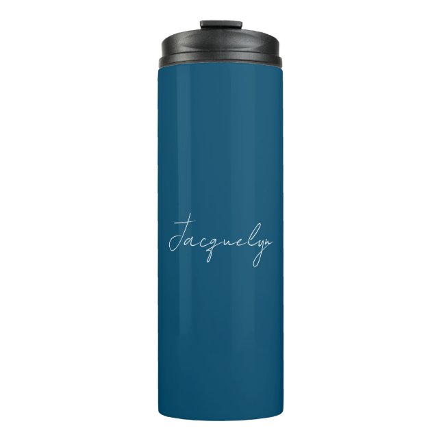 Ocean Blue Schlicht Elegante Moderner Minimalistis Thermosbecher (Vorderseite)