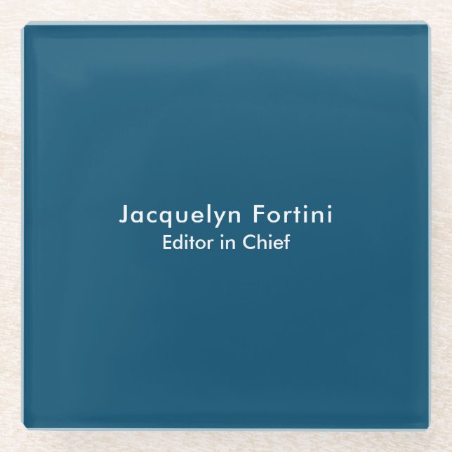 Ocean Blue Schlicht Elegante Modernes Minimalistis Glasuntersetzer (Vorderseite)