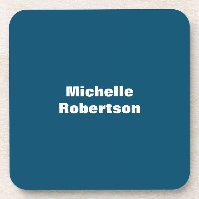 Ocean Blue Schlicht Minimalistischer Name hinzufüg Getränkeuntersetzer (Vorderseite)