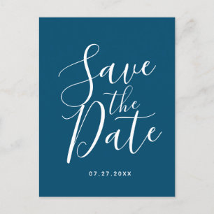 Ocean Blue Script Save the Date Hochzeitskarte Postkarte