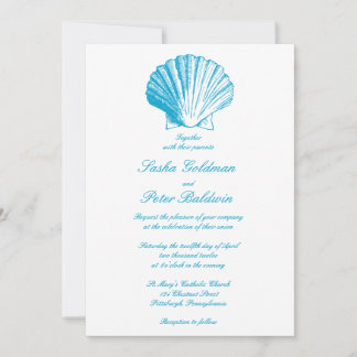 Ocean Blue Sea Shells Faire-part de mariage
