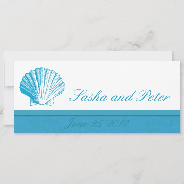 Ocean Blue Shell Beach Wedding Invitations (Devant)