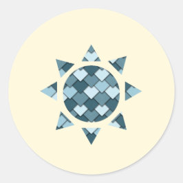 Ocean Blue Square und Diamond Sun Runder Aufkleber