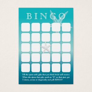 Ocean Blue Starfish Carte de bingo 5x5 Fête des ma