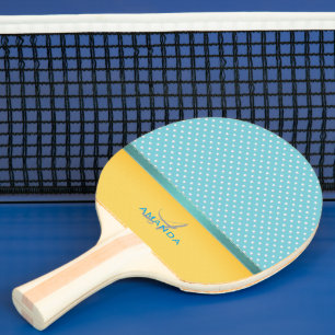 Ocean Blue, Sunny Beach, Silver Hearts Monogramm Tischtennis Schläger