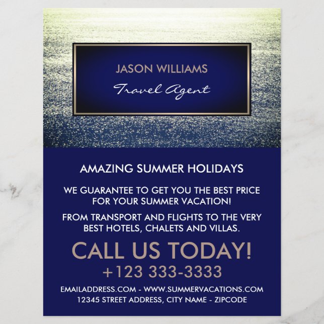 Ocean Blue, Travel Agent Advertising Flyer (Vorne)