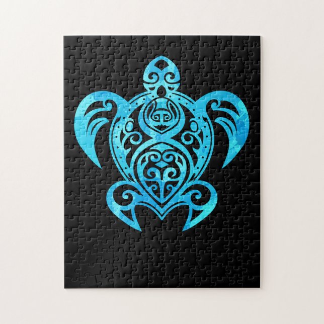 Ocean Blue Tribal Hawaiian Sea Turtle (Vertikal)