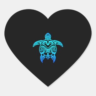 Ocean Blue Tribal Hawaiian Sea Turtle Herz-Aufkleber