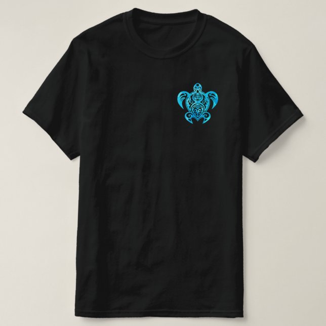 Ocean Blue Tribal Hawaiian Sea Turtle T-Shirt (Design vorne)