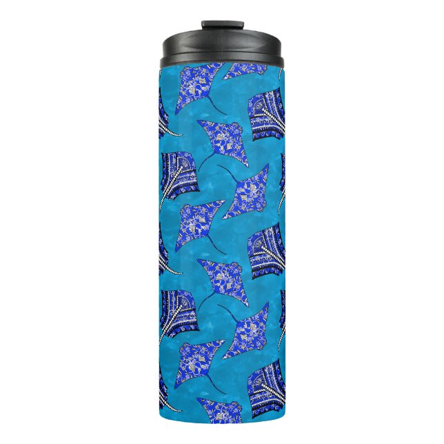 Ocean Blue Tribal Stingray Thermosbecher (Vorderseite)