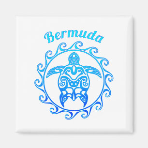 Ocean Blue Tribal Turtle Bermuda Magnet