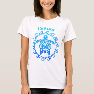 Ocean Blue Tribal Turtle Cancun T-Shirt