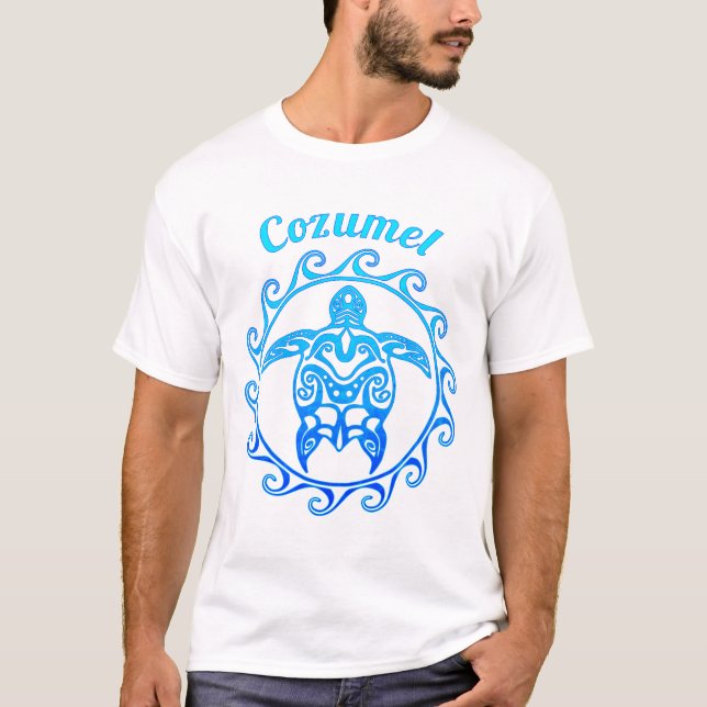 Ocean Blue Tribal Turtle Cozumel T-Shirt (Vorderseite)