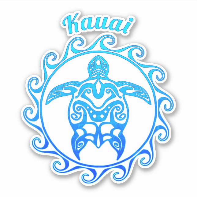 Ocean Blue Tribal Turtle Kauai Aufkleber (Vorderseite)