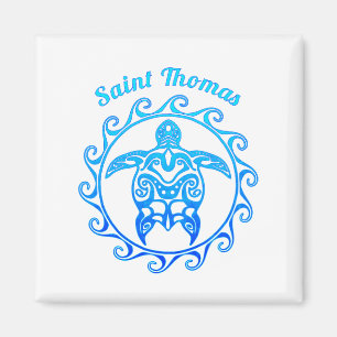 Ocean Blue Tribal Turtle Saint Thomas Magnet