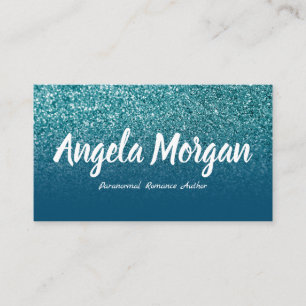 Ocean Blue und Aquamarin Ombre Glitzer Foto Author Visitenkarte