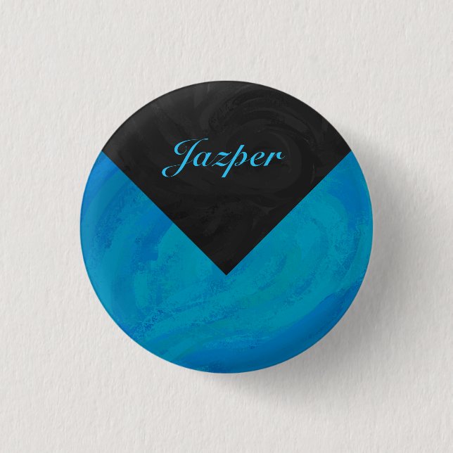 Ocean Blue und Black Monogram Button (Vorderseite)