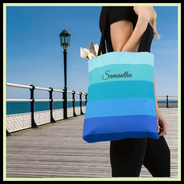 Ocean Blue und Green Stripes Tasche (Von Creator hochgeladen)