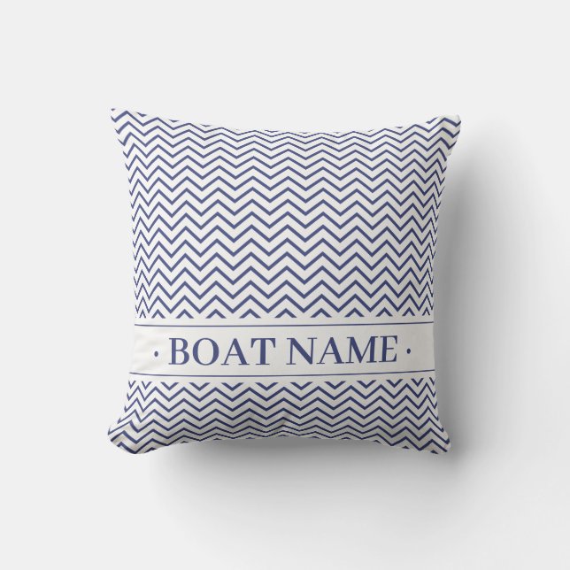 Ocean Blue und White Delicate Zickzack. Boot Kissen (Vorderseite)