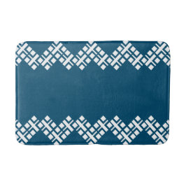 Ocean Blue und White Mono Zig Zag Badematte